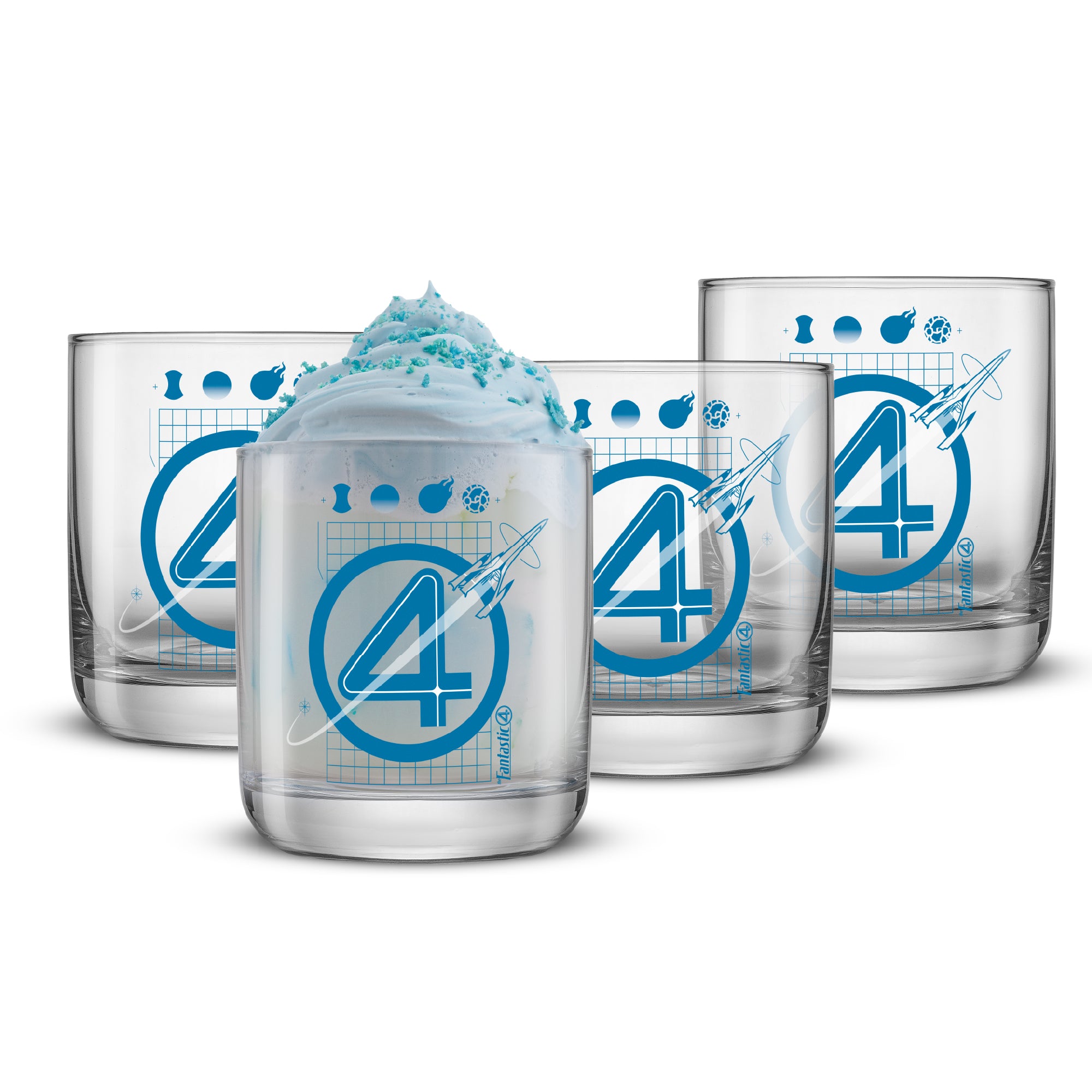 joyjolt-fantastic-four-blueprint-short-glasses-10-oz-set-of-4 image 1