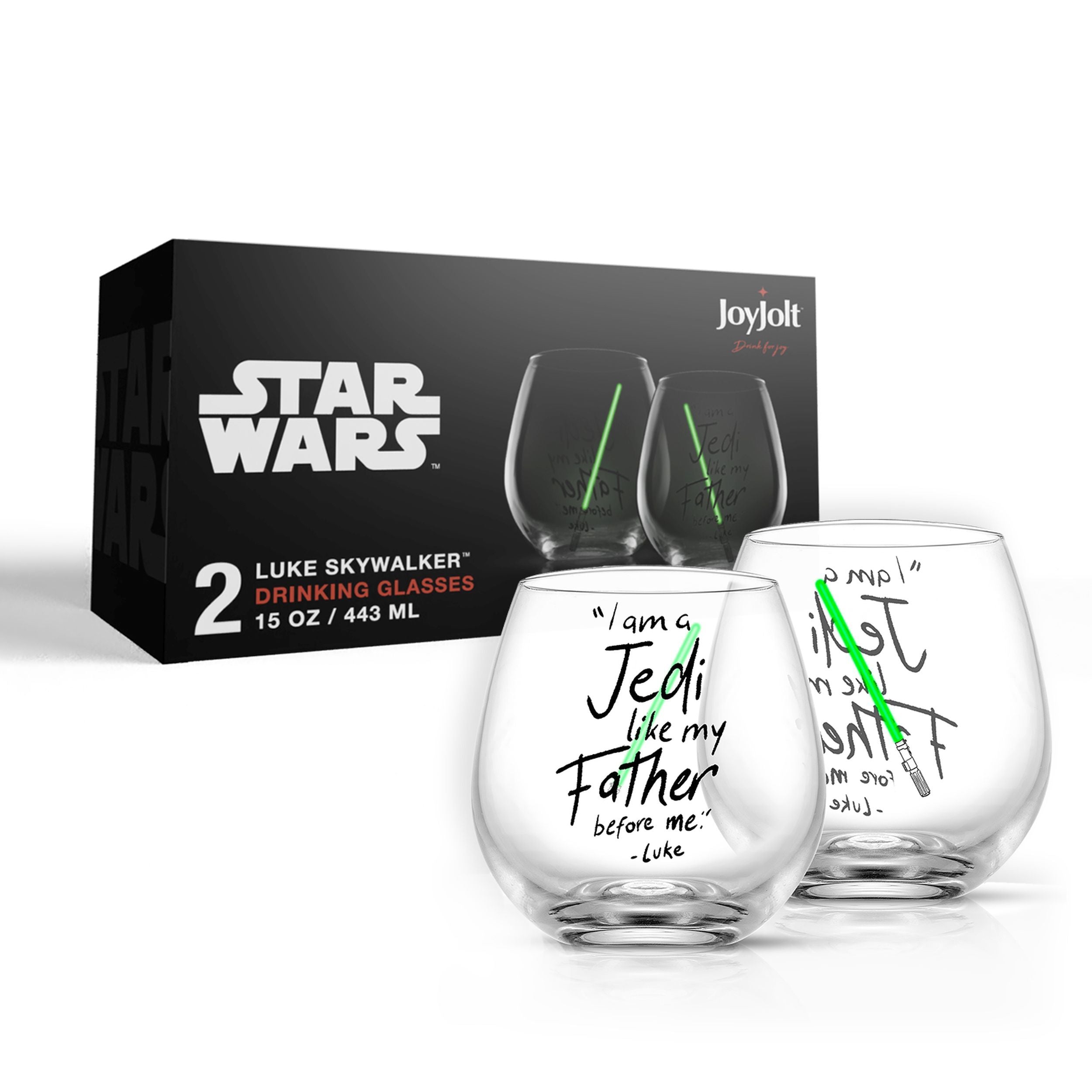 joyjolt-star-wars-luke-skywalker-lightsaber-stemless-drinking-glass-set-set-of-4 image 5