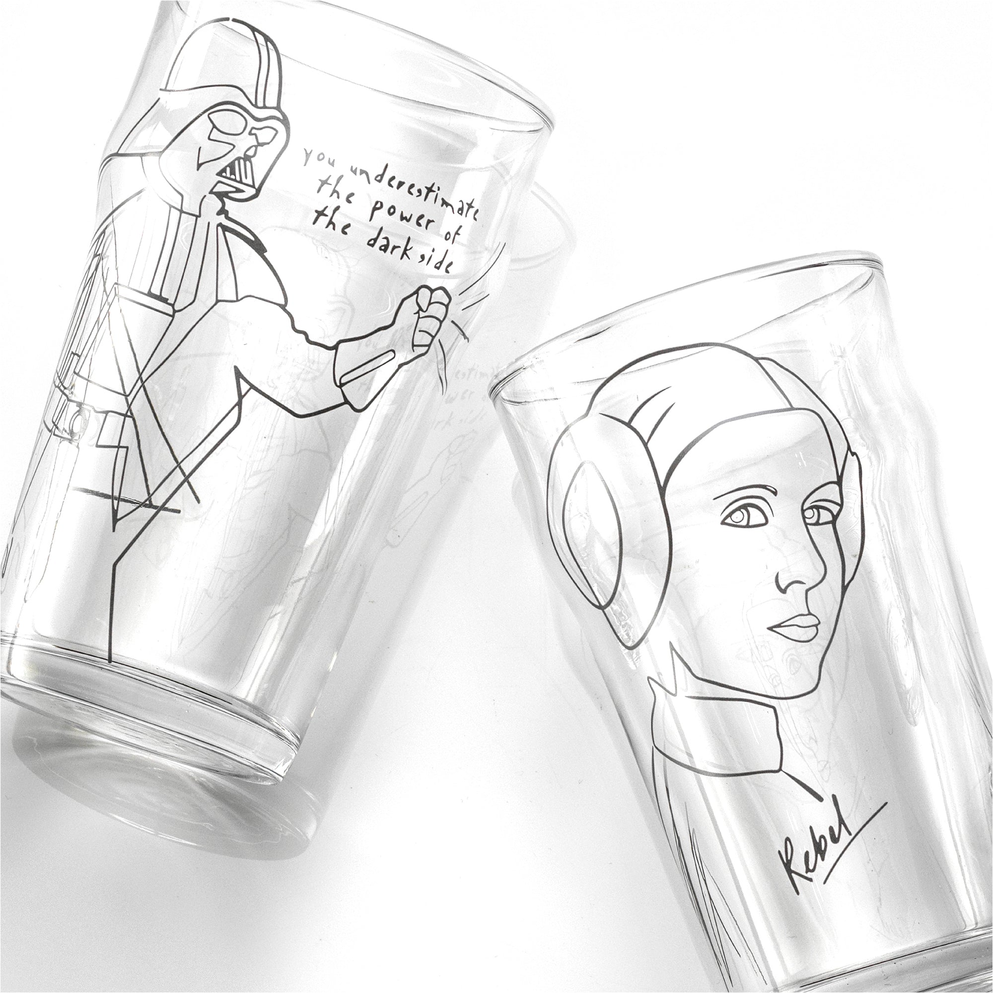 joyjolt-star-wars-striking-sketch-drinking-glass-set-of-4 image 2