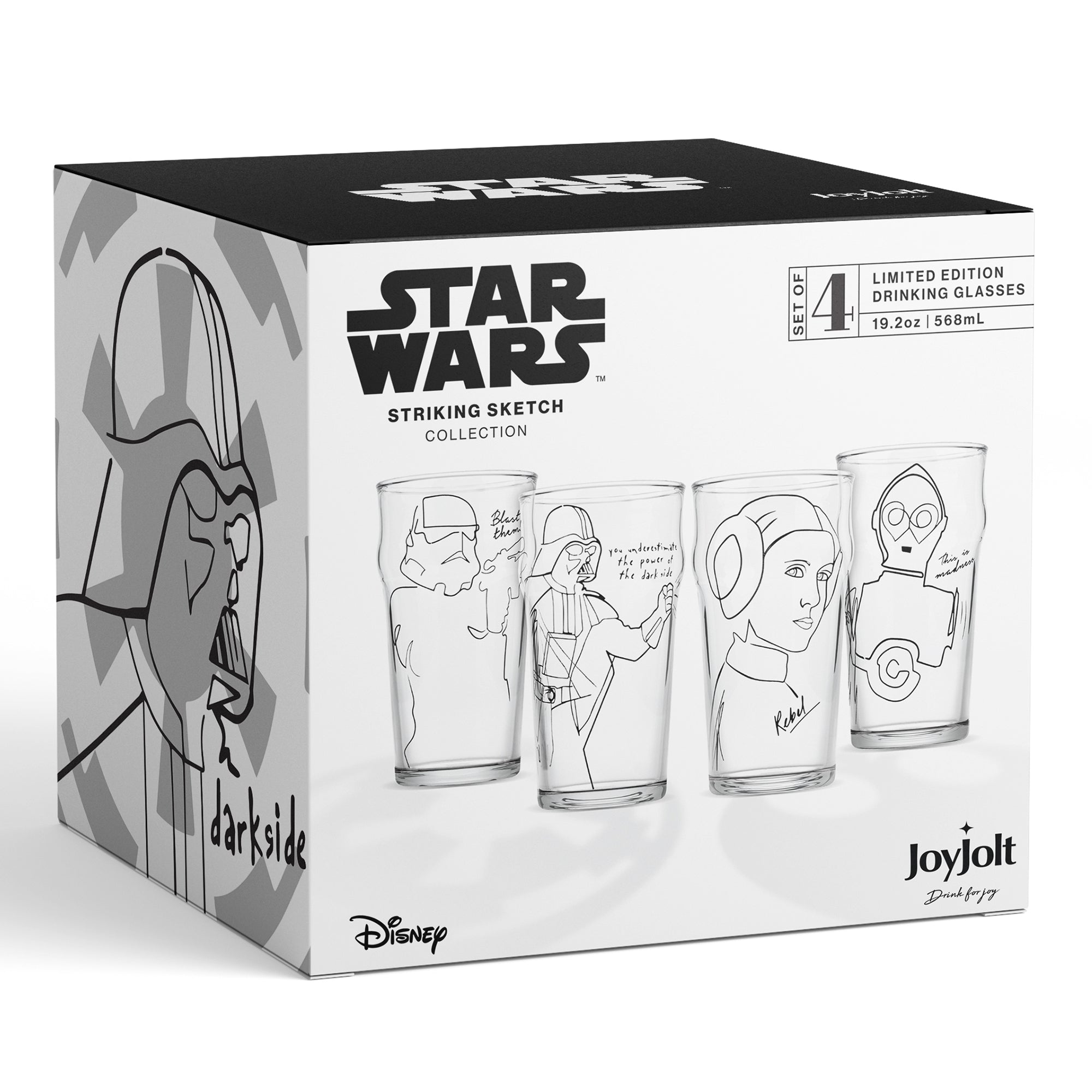 joyjolt-star-wars-striking-sketch-drinking-glass-set-of-4 image 8