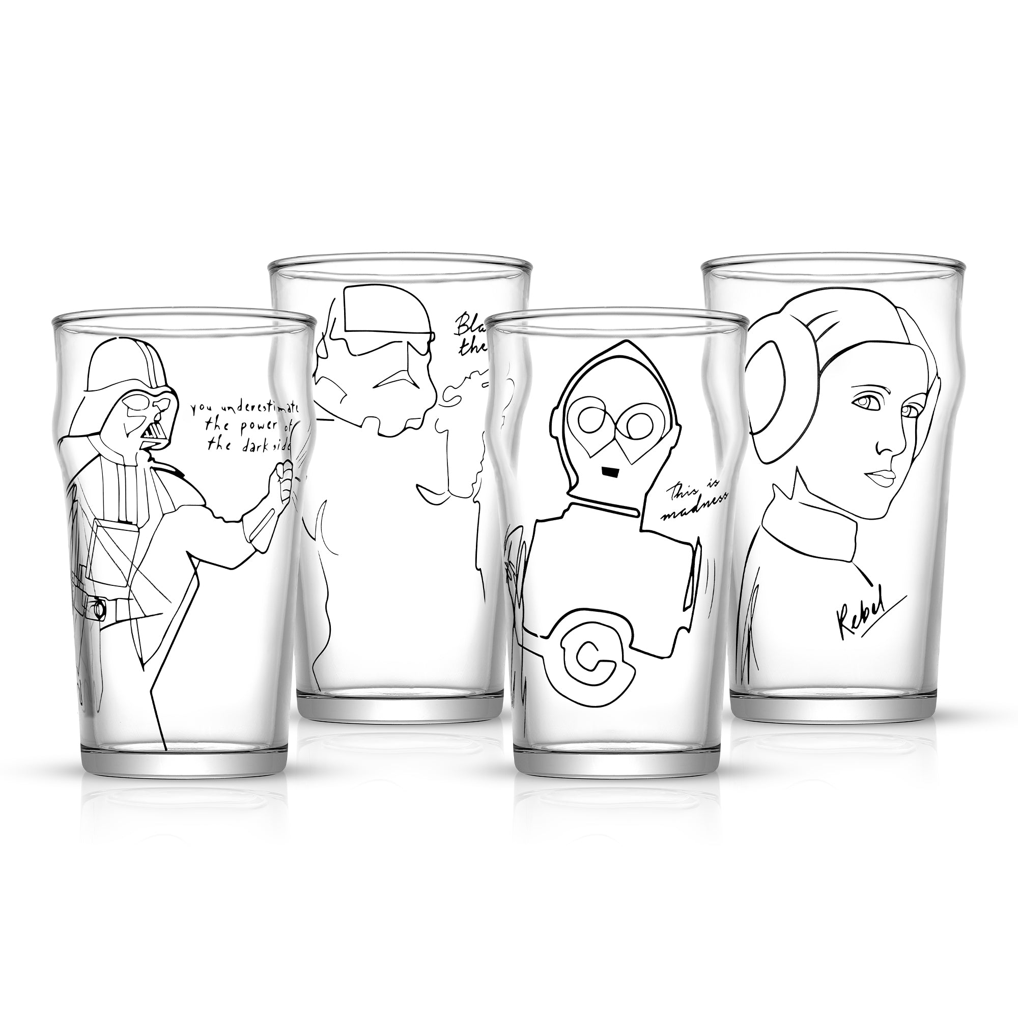 joyjolt-star-wars-striking-sketch-drinking-glass-set-of-4 image 1