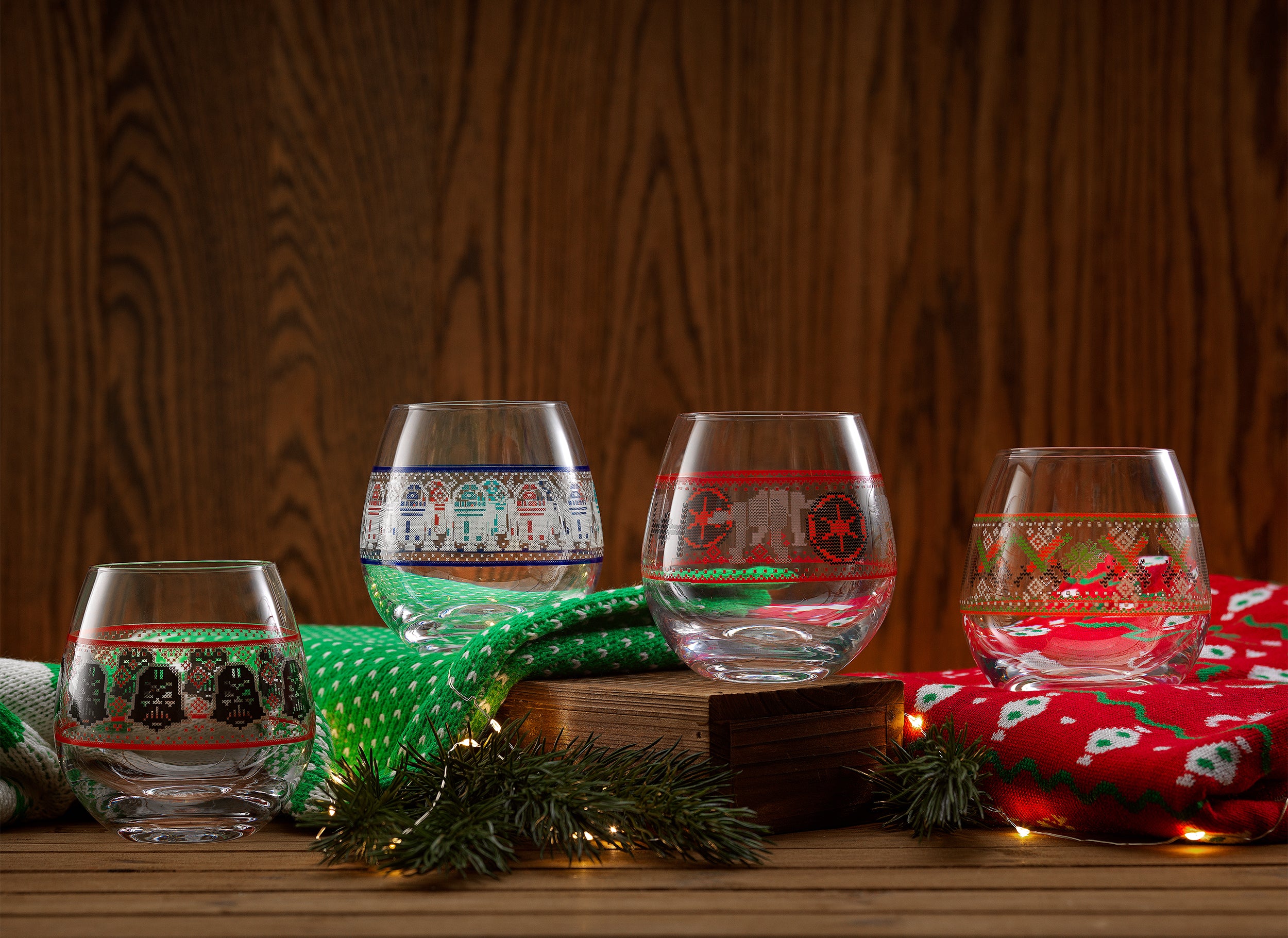 joyjolt-star-wars-ugly-sweater-stemless-drinking-glasses-set-of-4-festive-design image 6