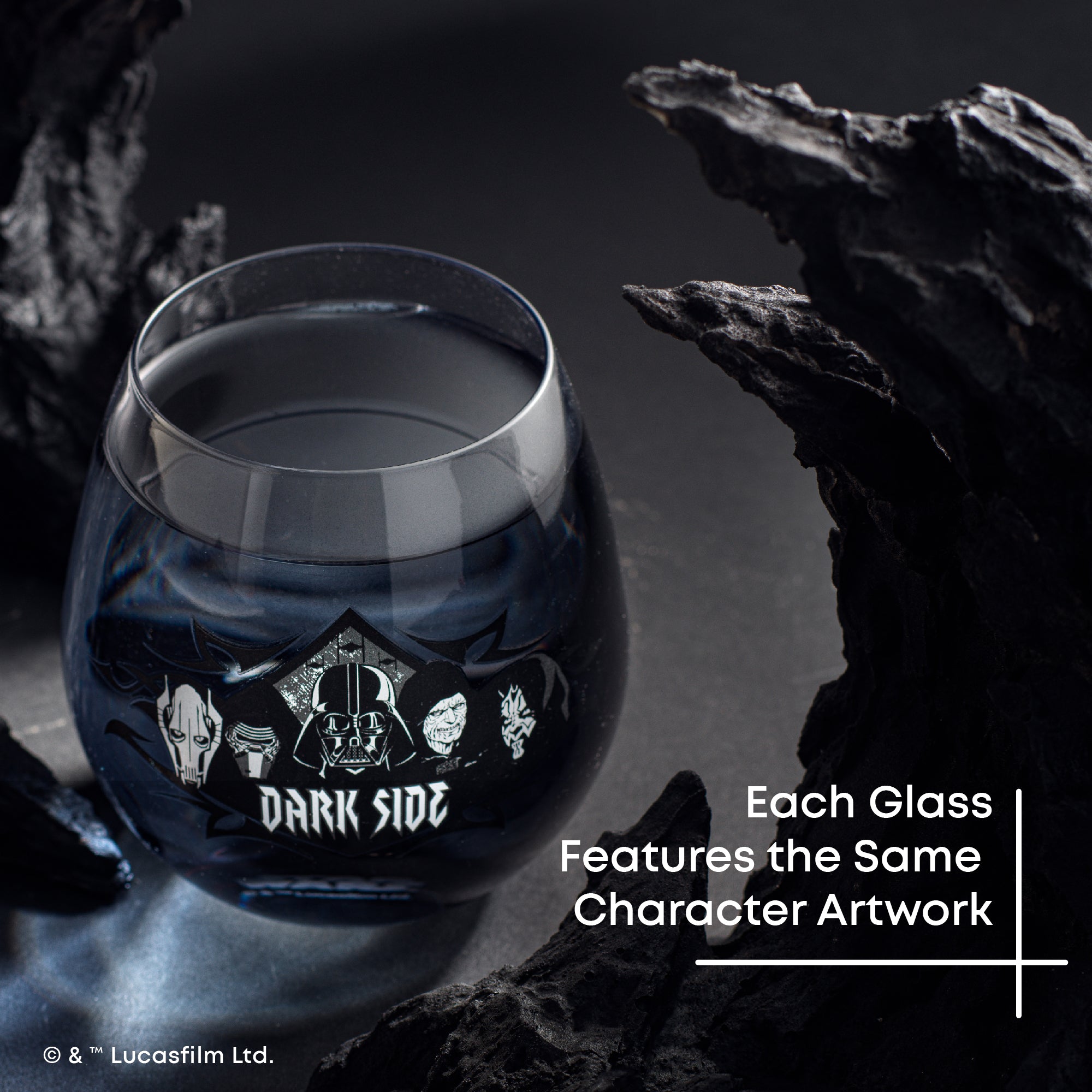 joyjolt-star-wars-dark-side-stemless-drinking-glasses-set-of-5-lead-free-glass image 4