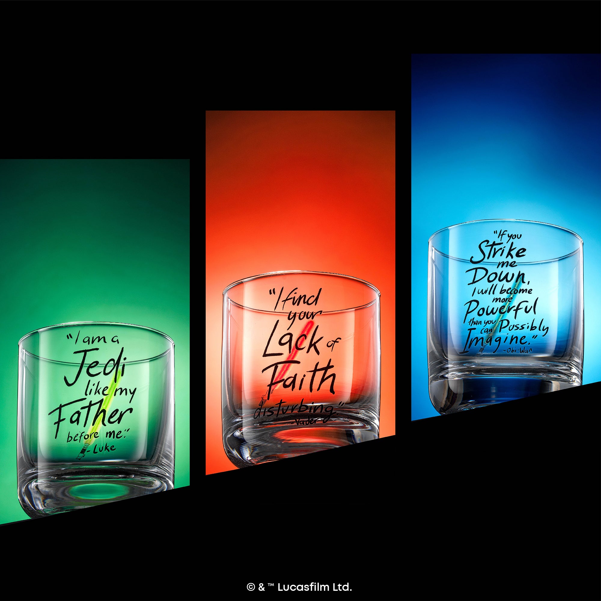 joyjolt-star-wars-lightsaber-collection-drinking-glasses-set-of-4-10-oz-lead-fre image 2