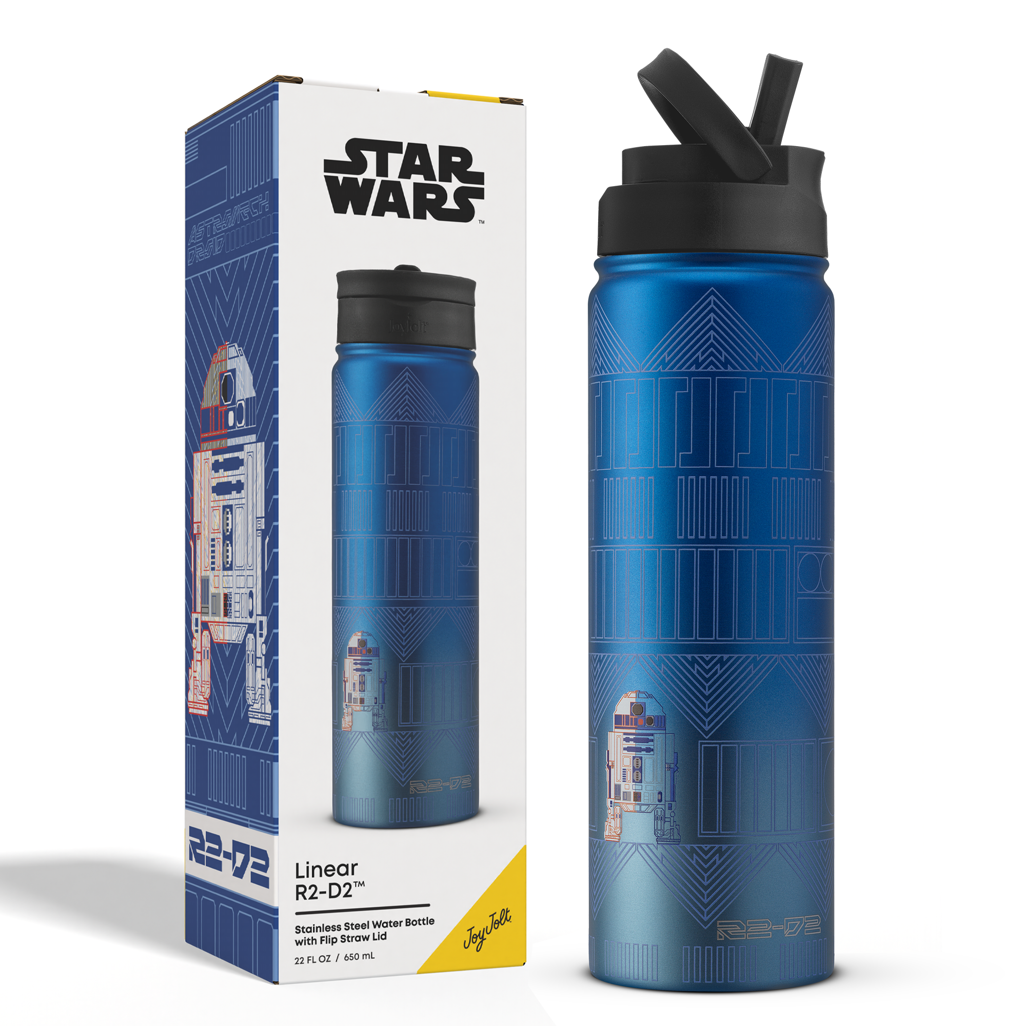 joyjolt-star-wars-linear-r2-d2-stainless-steel-water-bottle-22-oz image 7