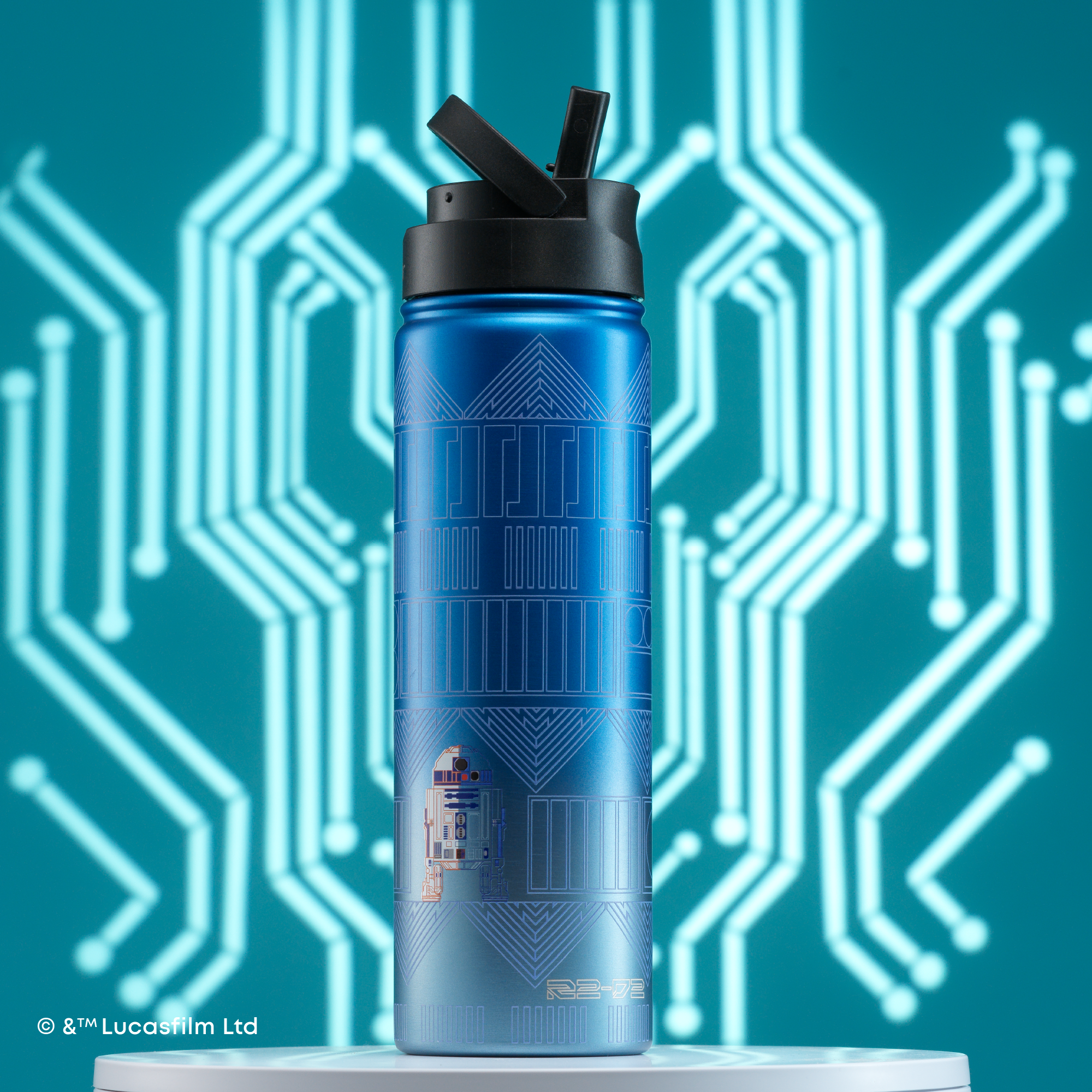 joyjolt-star-wars-linear-r2-d2-stainless-steel-water-bottle-22-oz image 2