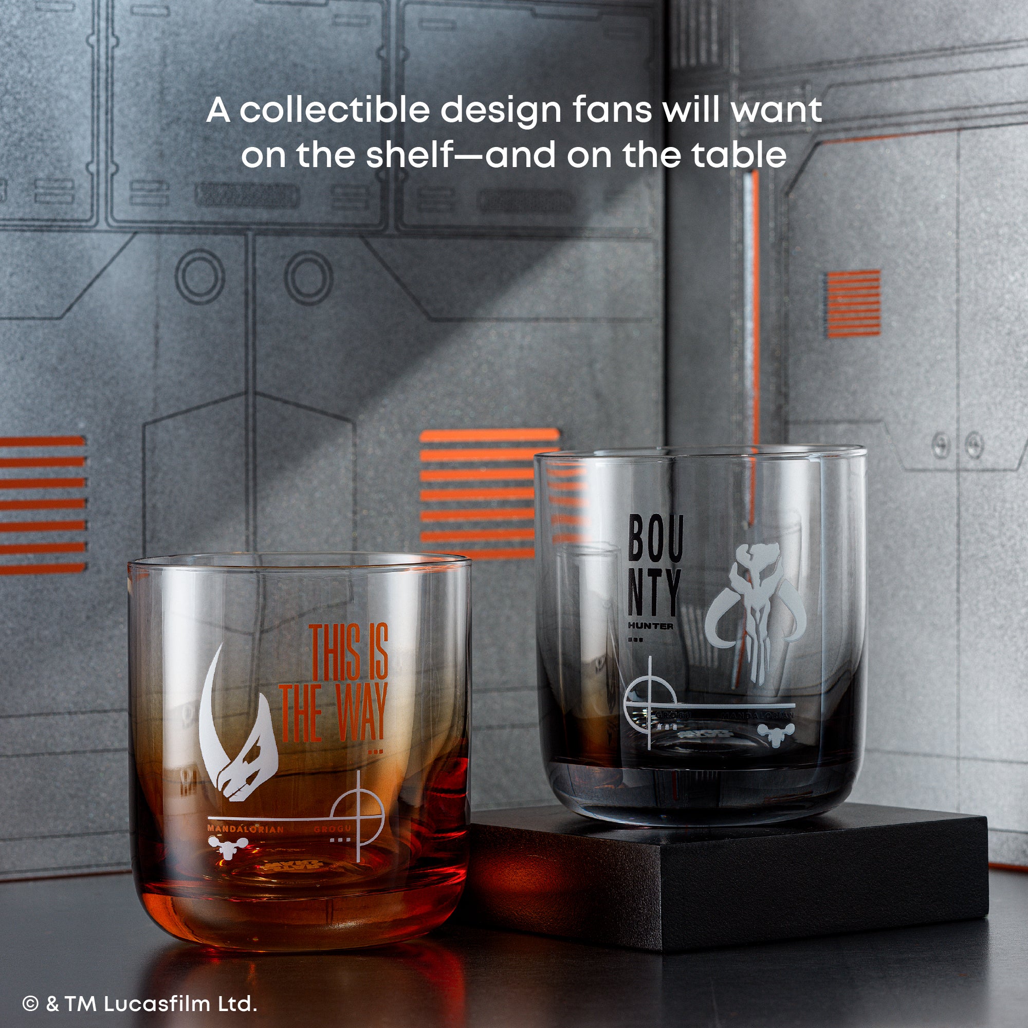 joyjolt-star-wars-bounty-mandalorian-short-drinking-glasses-set-of-2-10-oz image 2