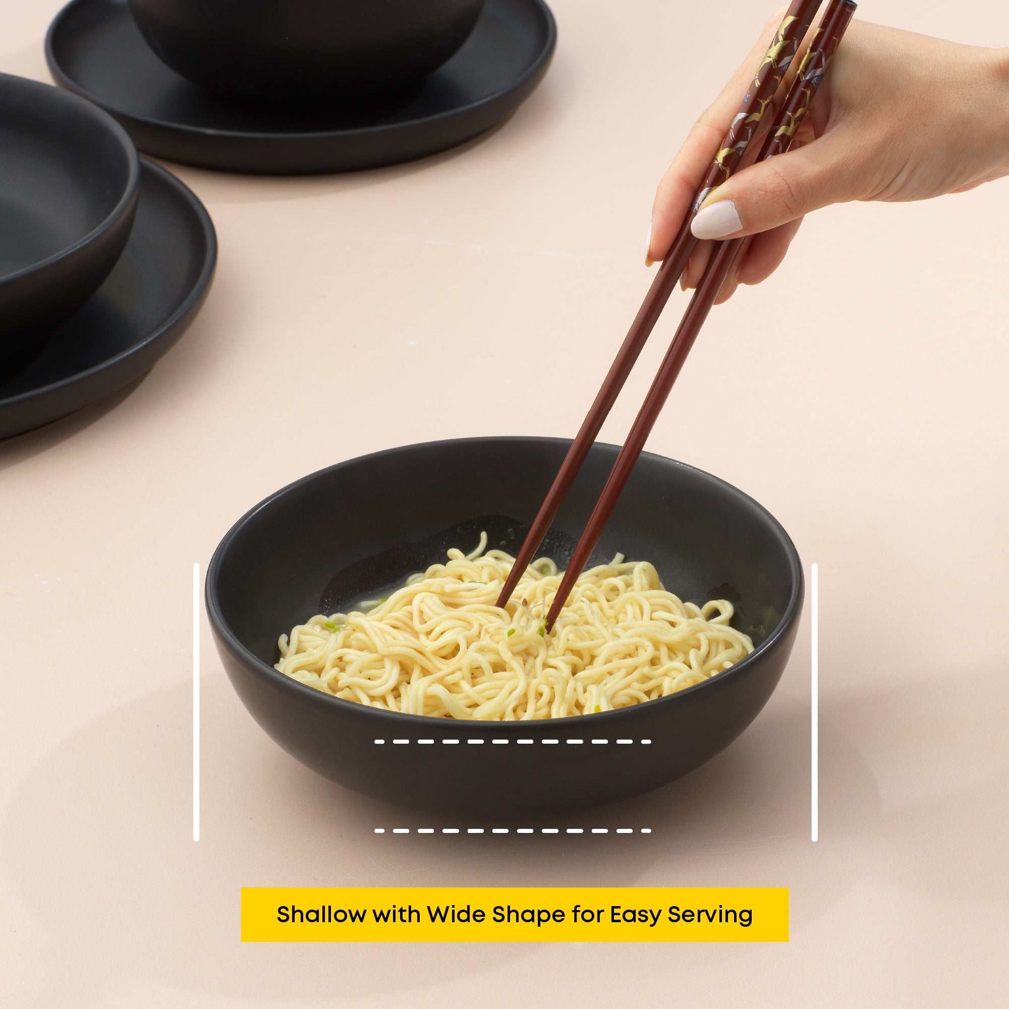 joyjolt-mesa-4-piece-stoneware-pasta-bowls-set-11-oz-each-matte-glaze image 4