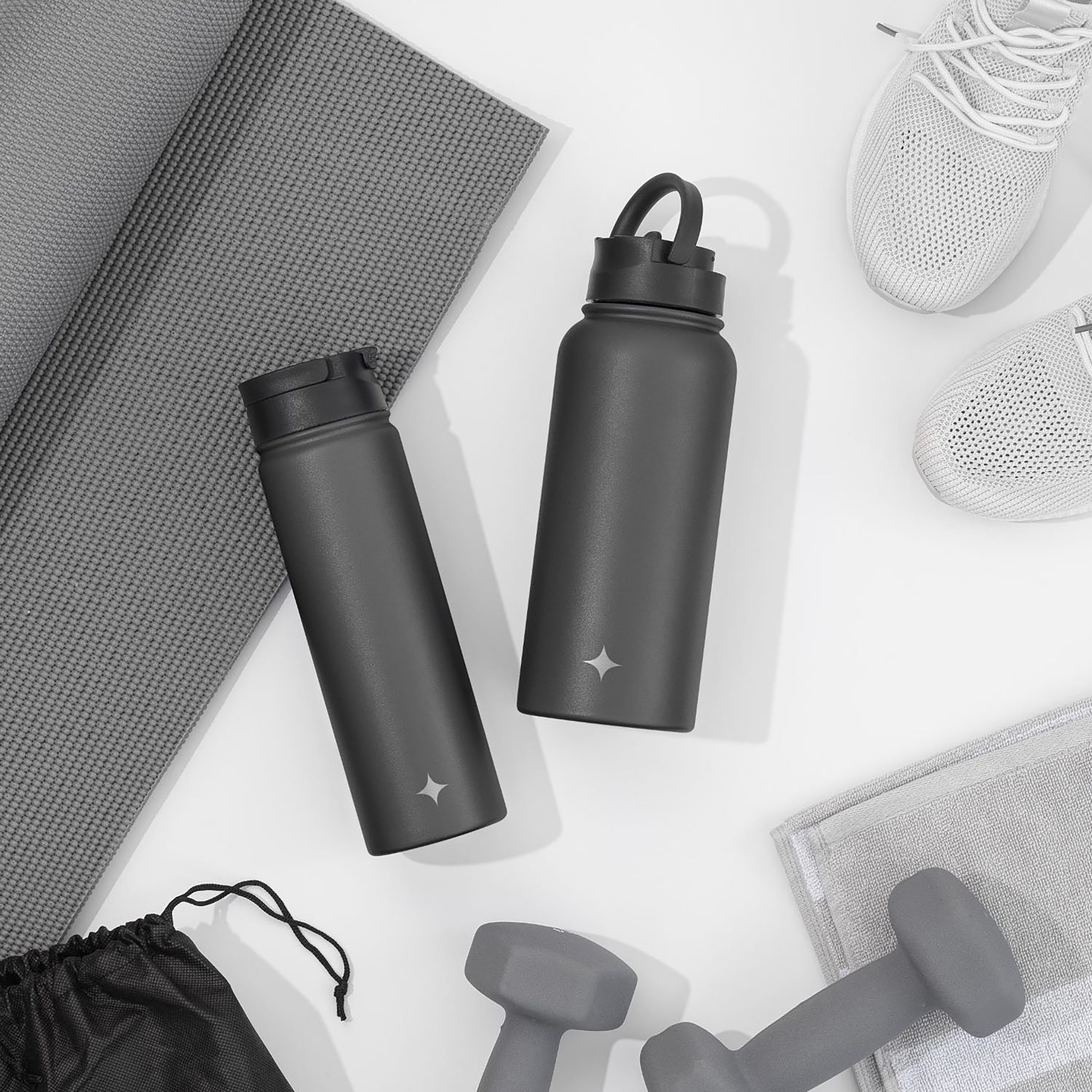 joyjolt-stainless-steel-water-bottle-with-flip-lid-sport-straw-lid-32-oz image 2