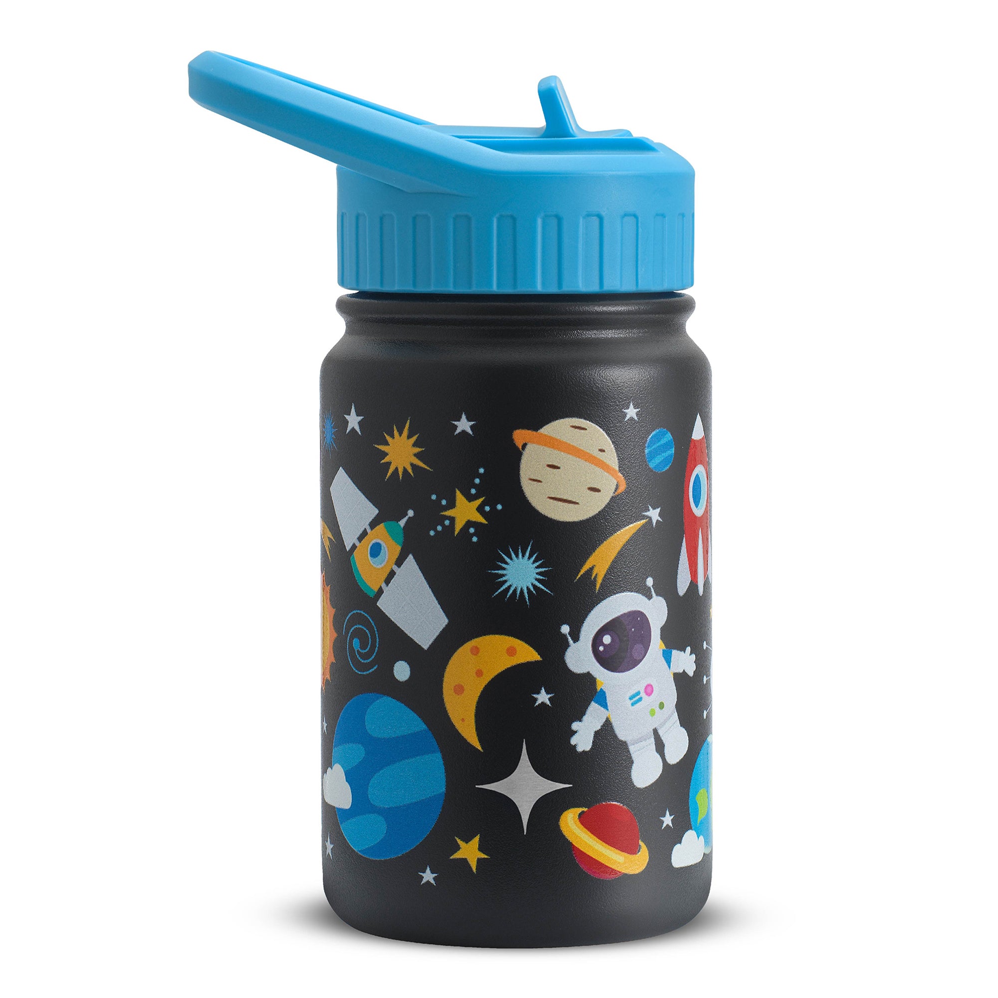 joyjolt-stainless-steel-kids-water-bottle-with-flip-straw-lid-14-oz image 1