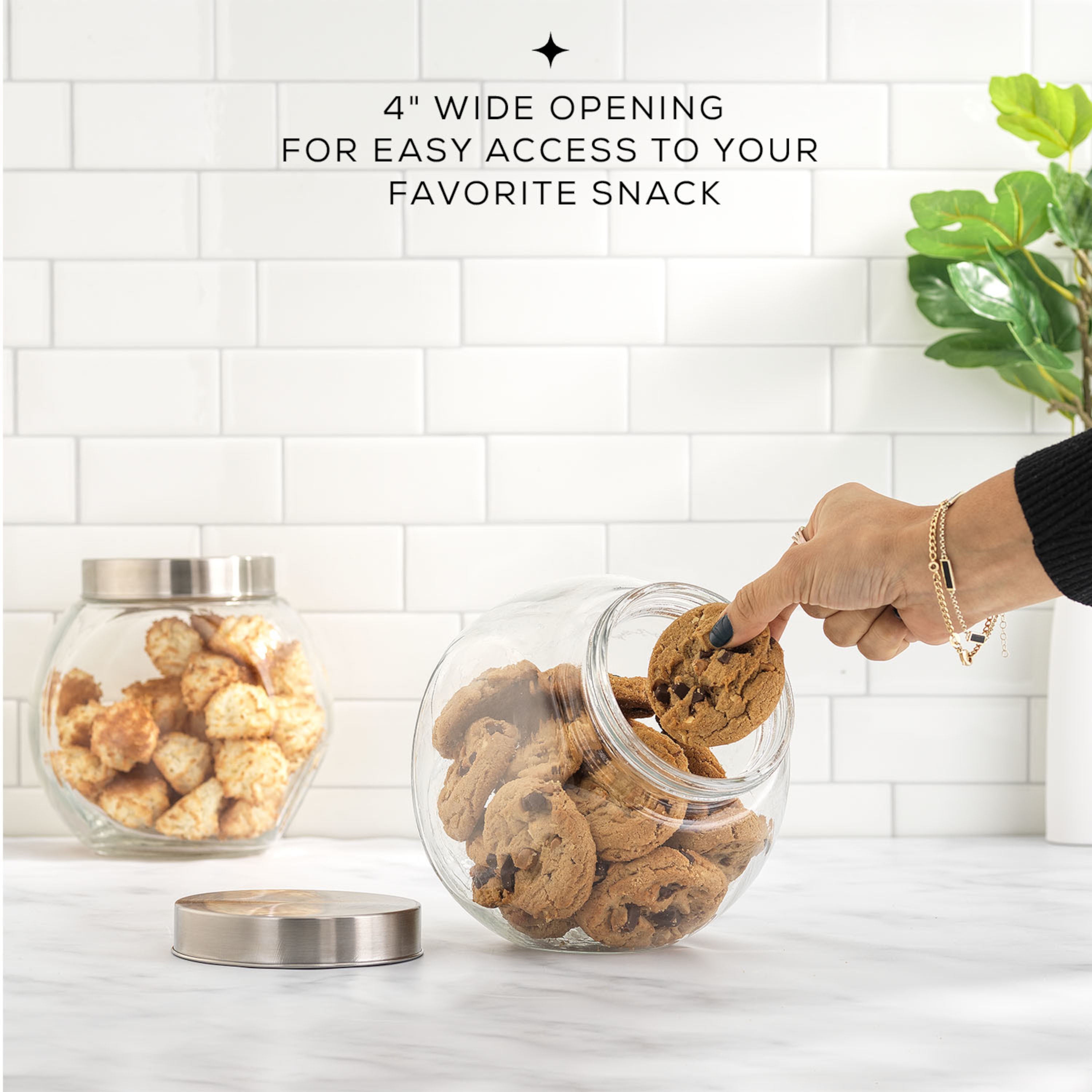 joyjolt-round-glass-cookie-jar-with-airtight-lids-67-oz-set-of-2 image 2