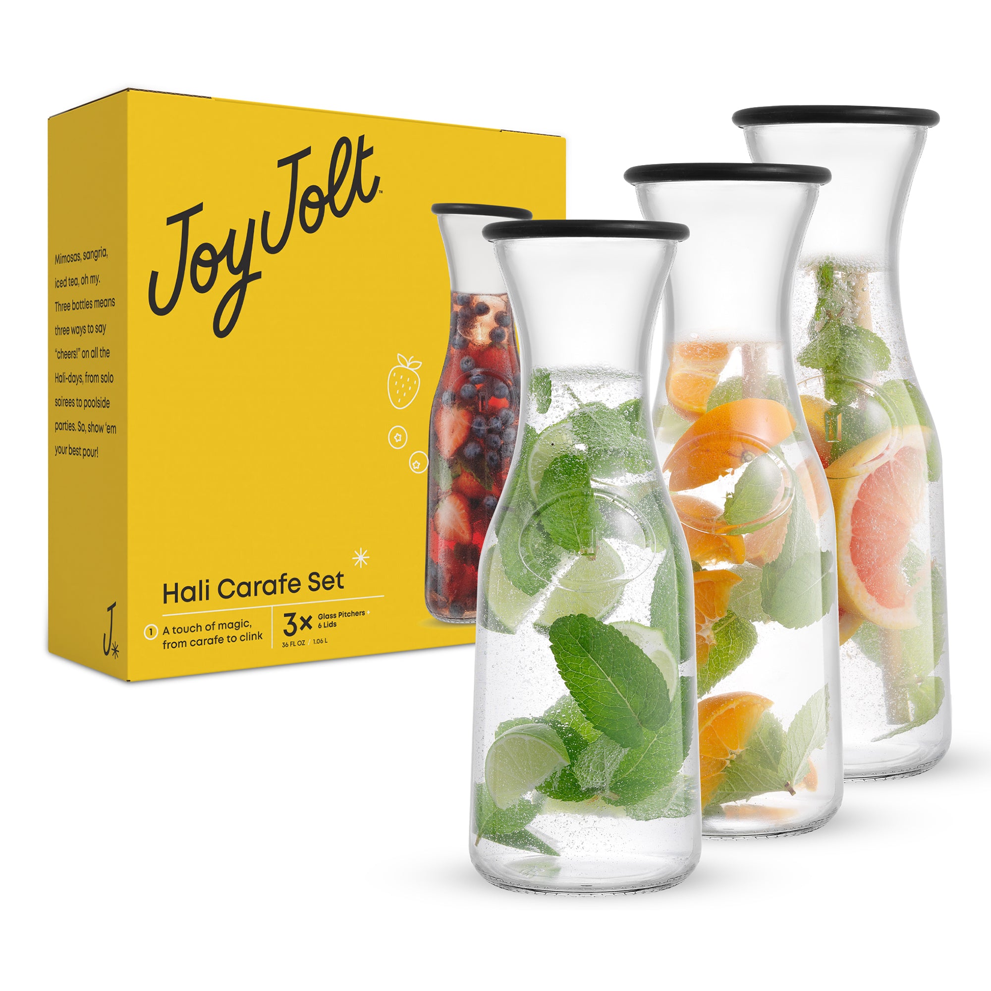 joyjolt-hali-glass-carafe-bottle-pitcher-with-lids-set-of-3 image 8