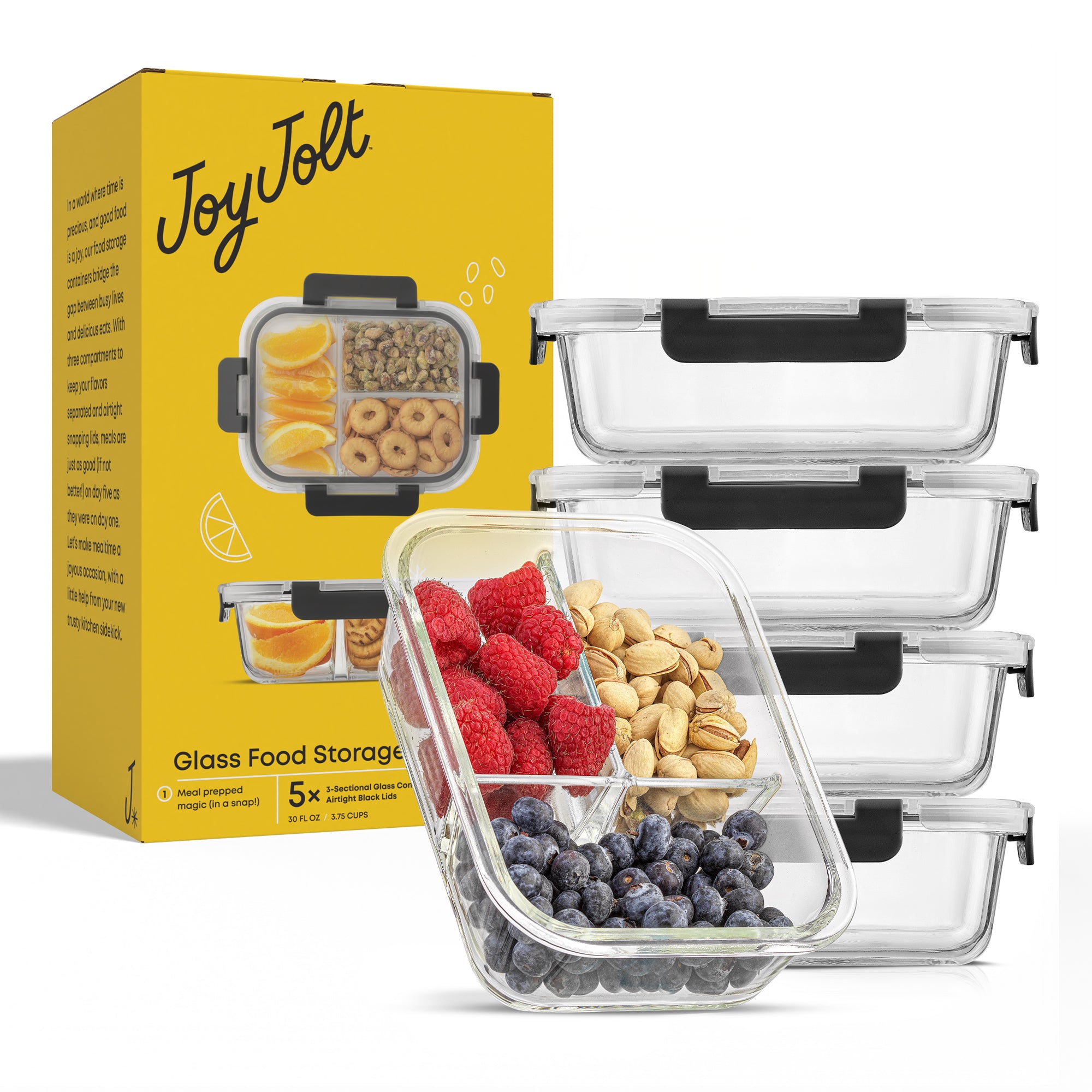 joyjolt-3-compartment-glass-meal-prep-containers-with-airtight-lids-5-pack-or-10 image 8