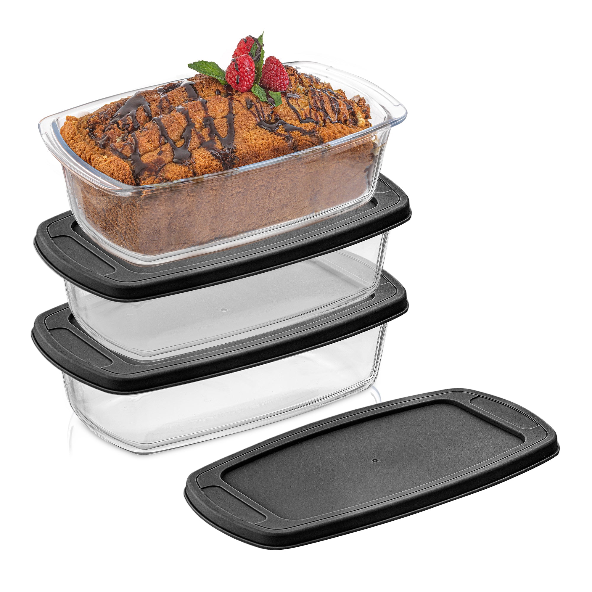 joyjolt-glass-loaf-pans-with-lids-3-piece-set image 1