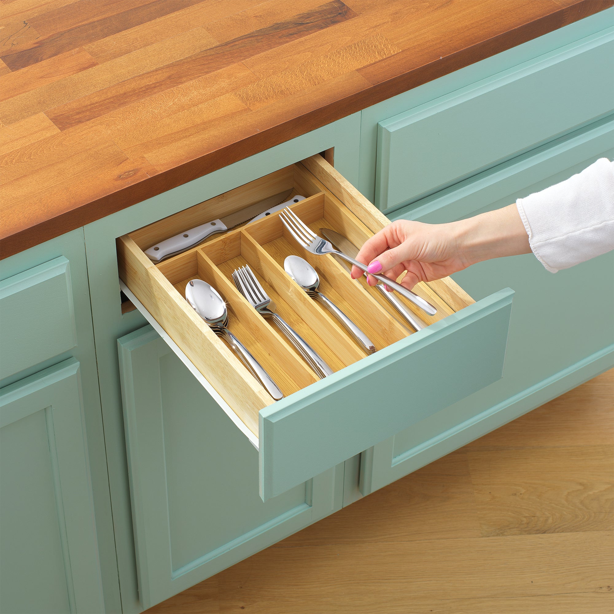 joyjolt-5-compartment-bamboo-drawer-organizer-versatile-storage-for-kitchen-craf image 2