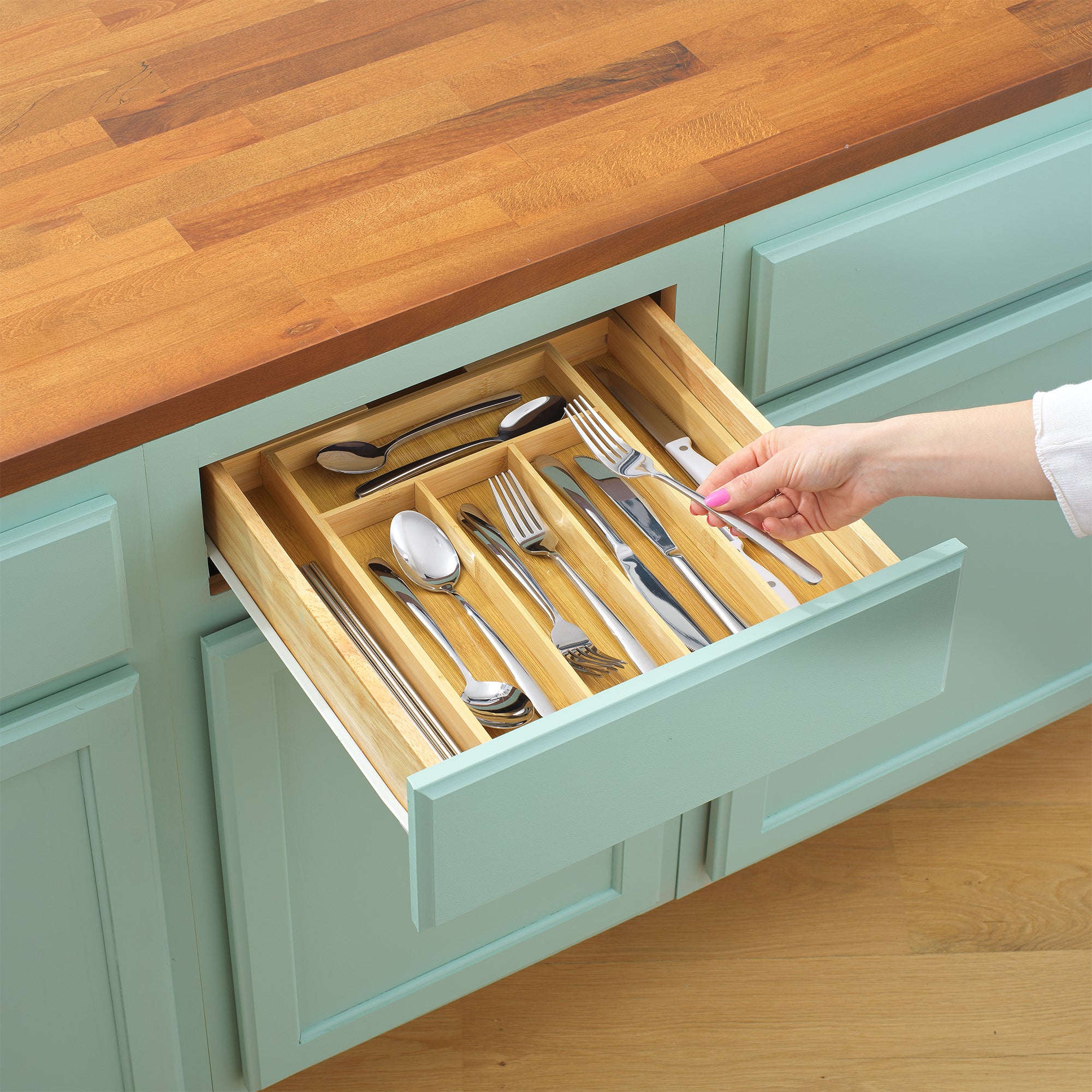 joyjolt-expandable-bamboo-drawer-organizer-9-84-to-13-77 image 2