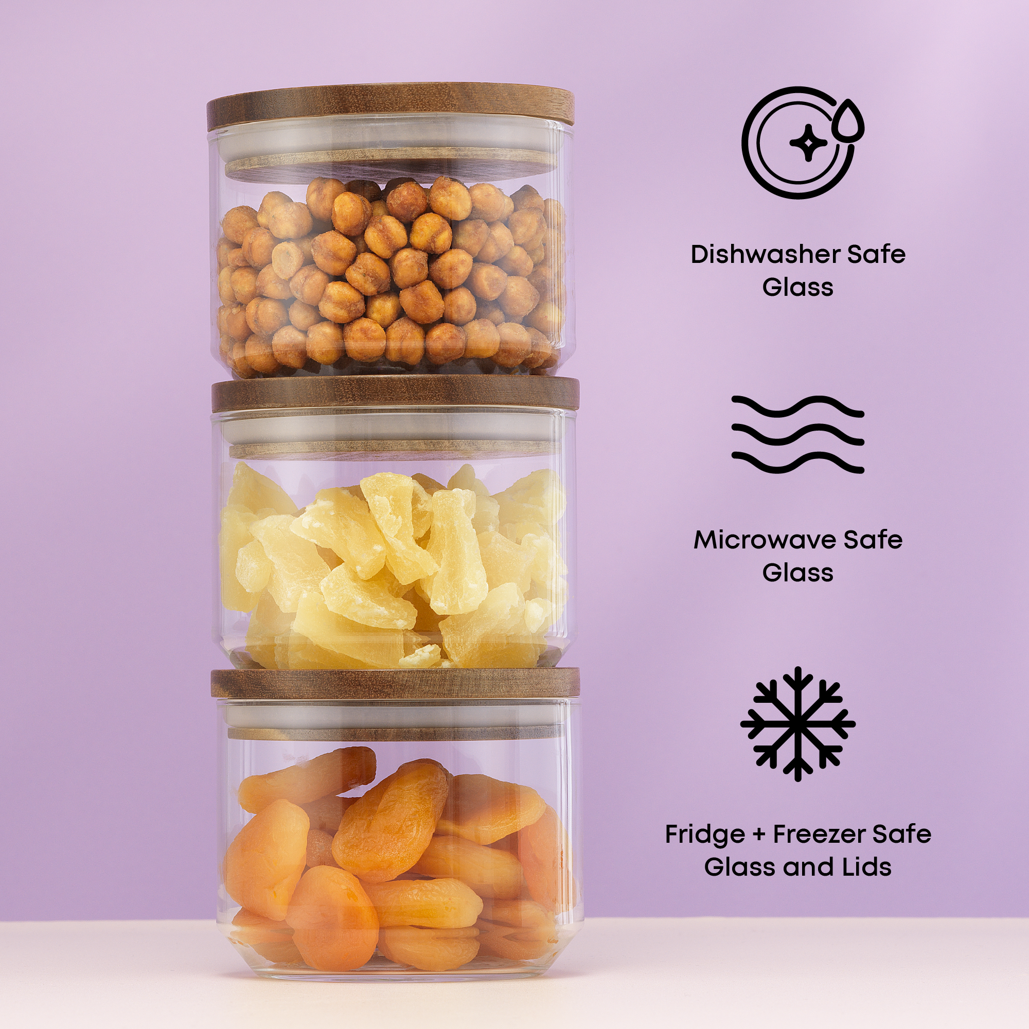 joyjolt-holden-stackable-glass-storage-canister-set-with-wood-lids-and-tray-3-pi image 3