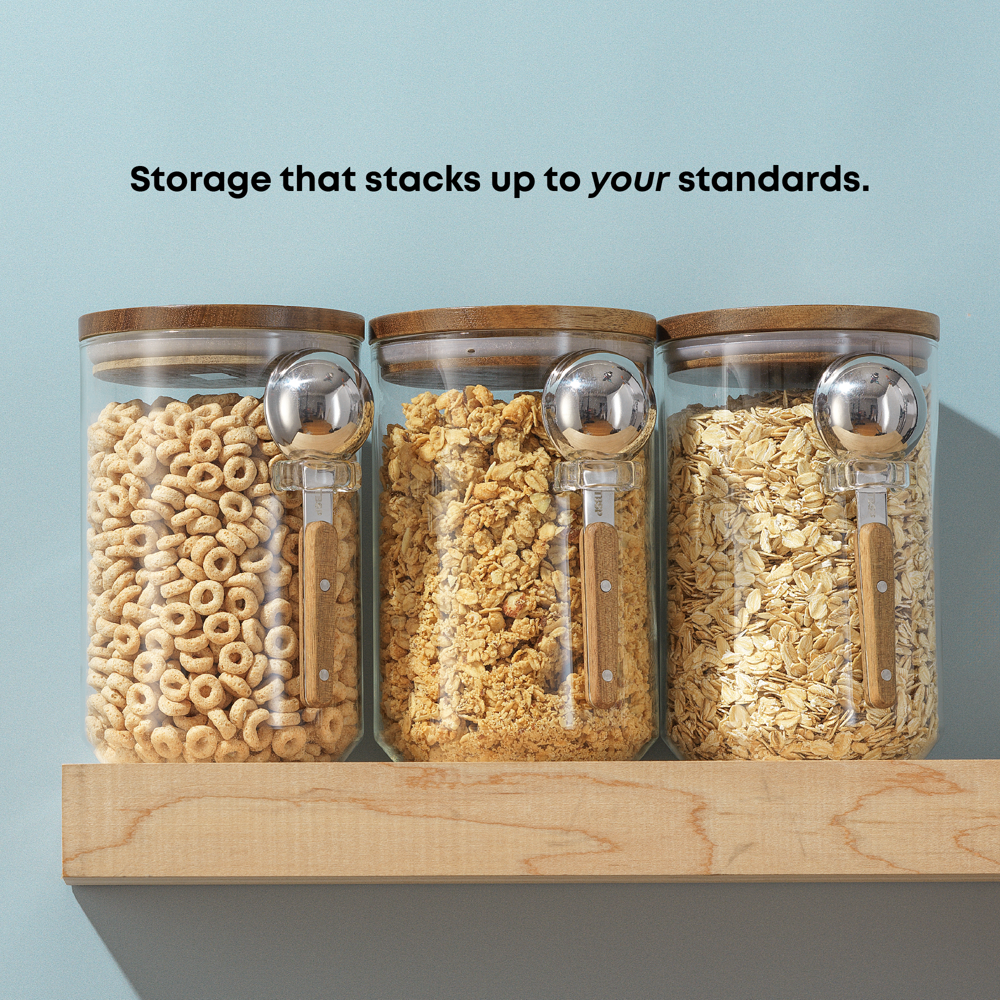 joyjolt-holden-stackable-glass-storage-canister-set-with-wood-lids-and-scoops image 2