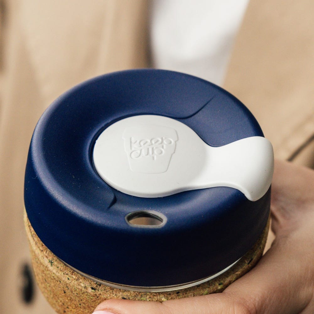 keepcup-brew-cork-ace-16oz-tempered-glass-reusable-coffee-cup-with-recycled-tenn image 2