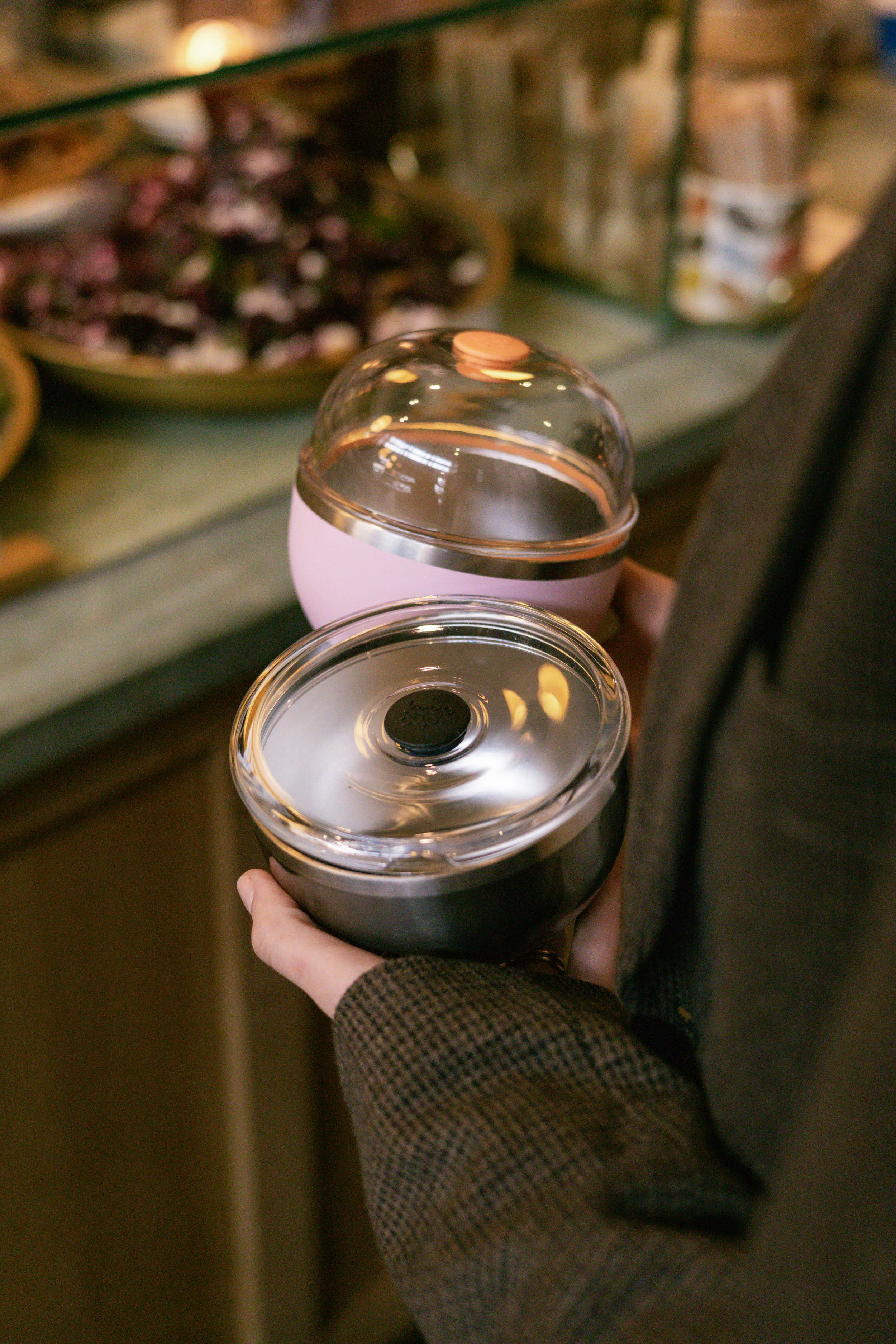 keepcup-go-bowl-luxe-flat-lid-pashmak-pink-glass-reusable-bowl-with-spillproof-f image 2